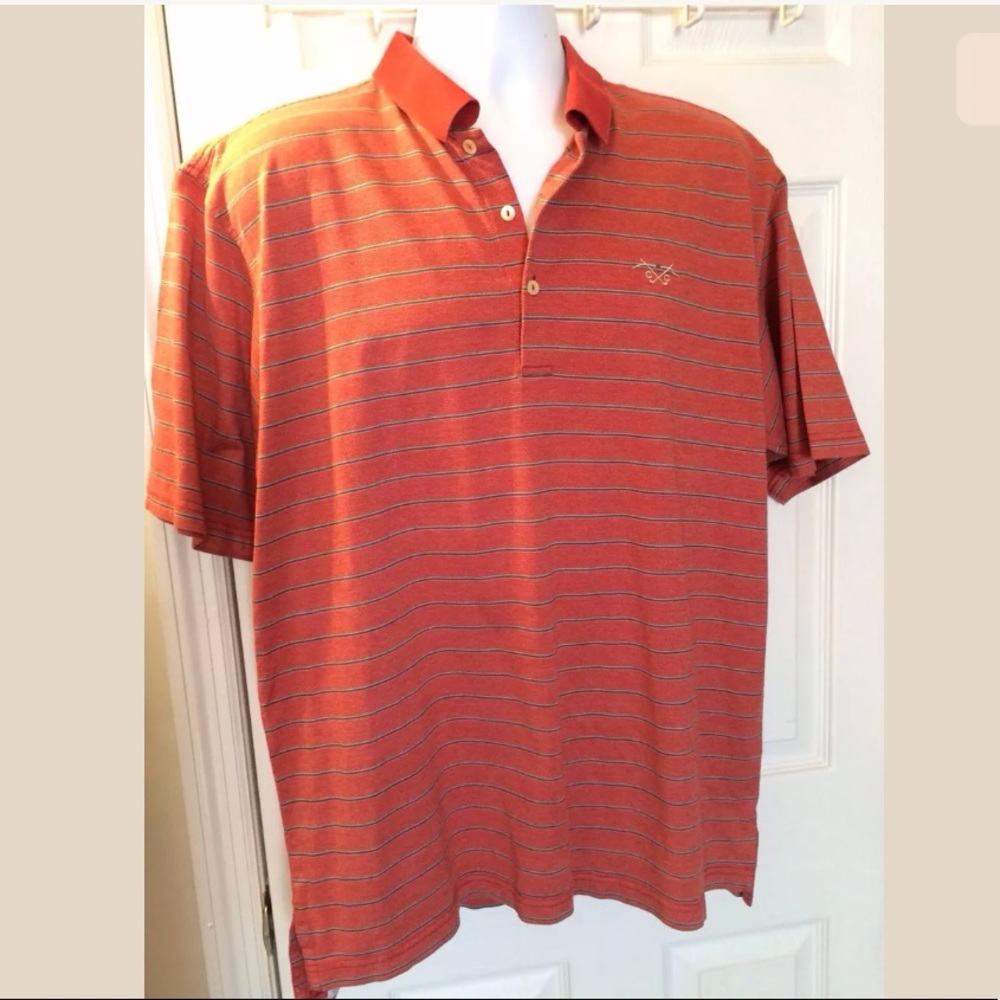 PETER MILLAR Polo Shirt Golf Country Club Embroidered Striped Preppy Classic